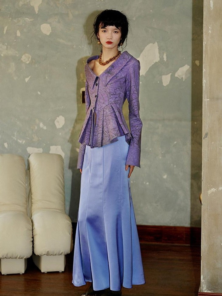 badtaste Subtle Satin Sheen Solid Low Waist Slim Fit Long Women's Satin Mermaid Skirts