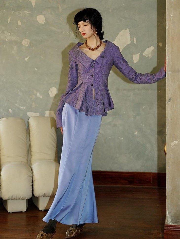 badtaste Subtle Satin Sheen Solid Low Waist Slim Fit Long Women's Satin Mermaid Skirts