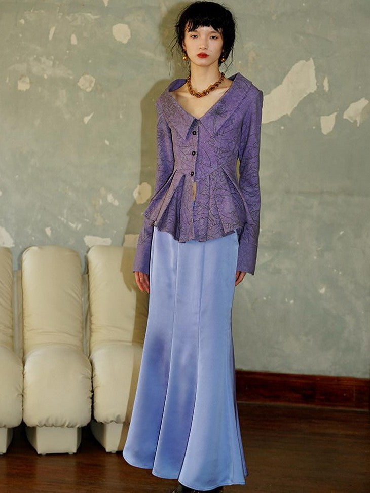badtaste Subtle Satin Sheen Solid Low Waist Slim Fit Long Women's Satin Mermaid Skirts