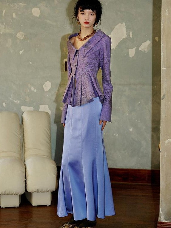 badtaste Subtle Satin Sheen Solid Low Waist Slim Fit Long Women's Satin Mermaid Skirts
