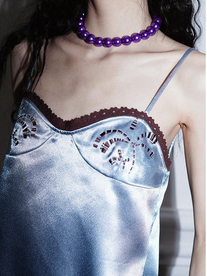 badtaste Subtle Sheen New Chinese Embroidered Floral Loose Retro Women's Satin Camisoles