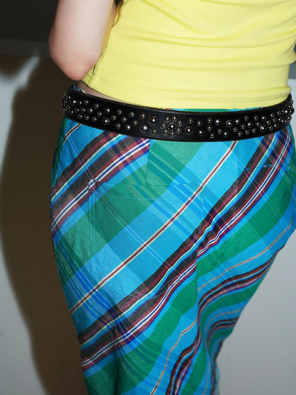 badtaste Teal Low Waist Faux Two Piece Double Layer Women's Pencil Skirts