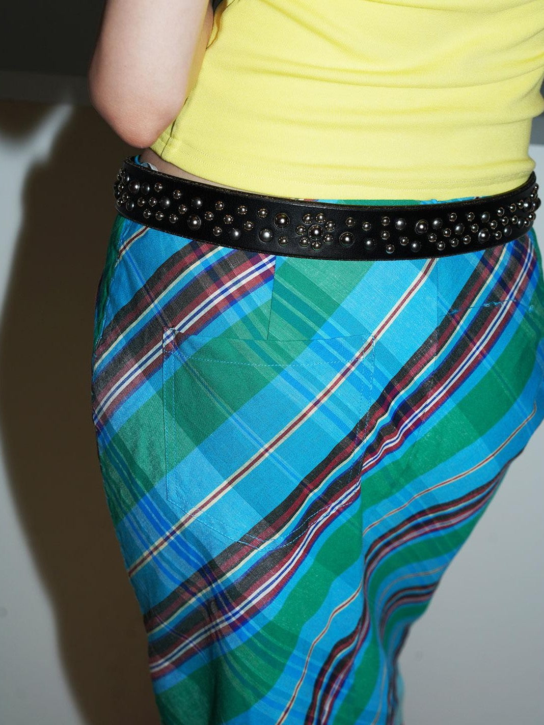 badtaste Teal Low Waist Faux Two Piece Double Layer Women's Pencil Skirts