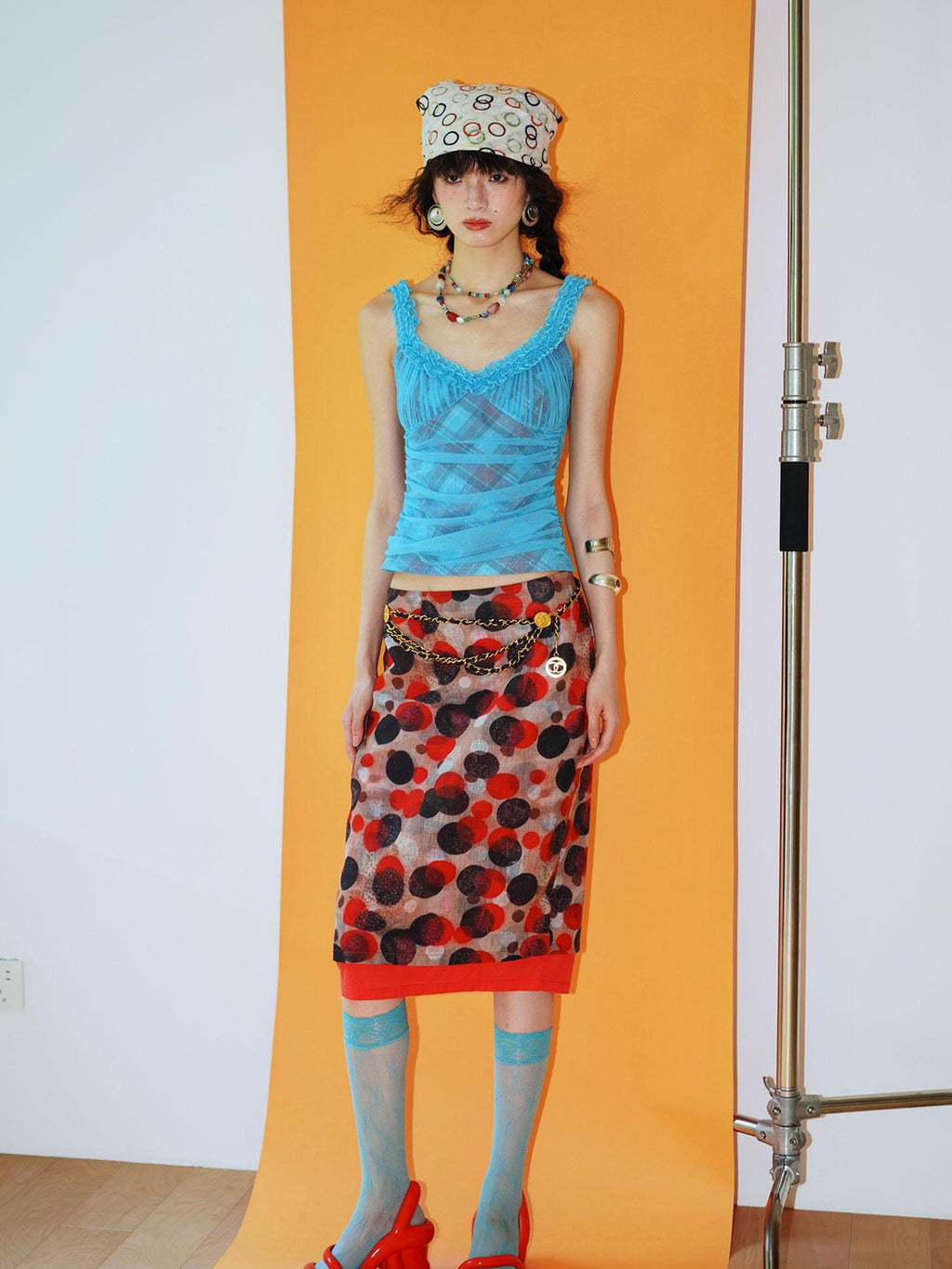 badtaste Teal Low Waist Faux Two Piece Double Layer Women's Pencil Skirts