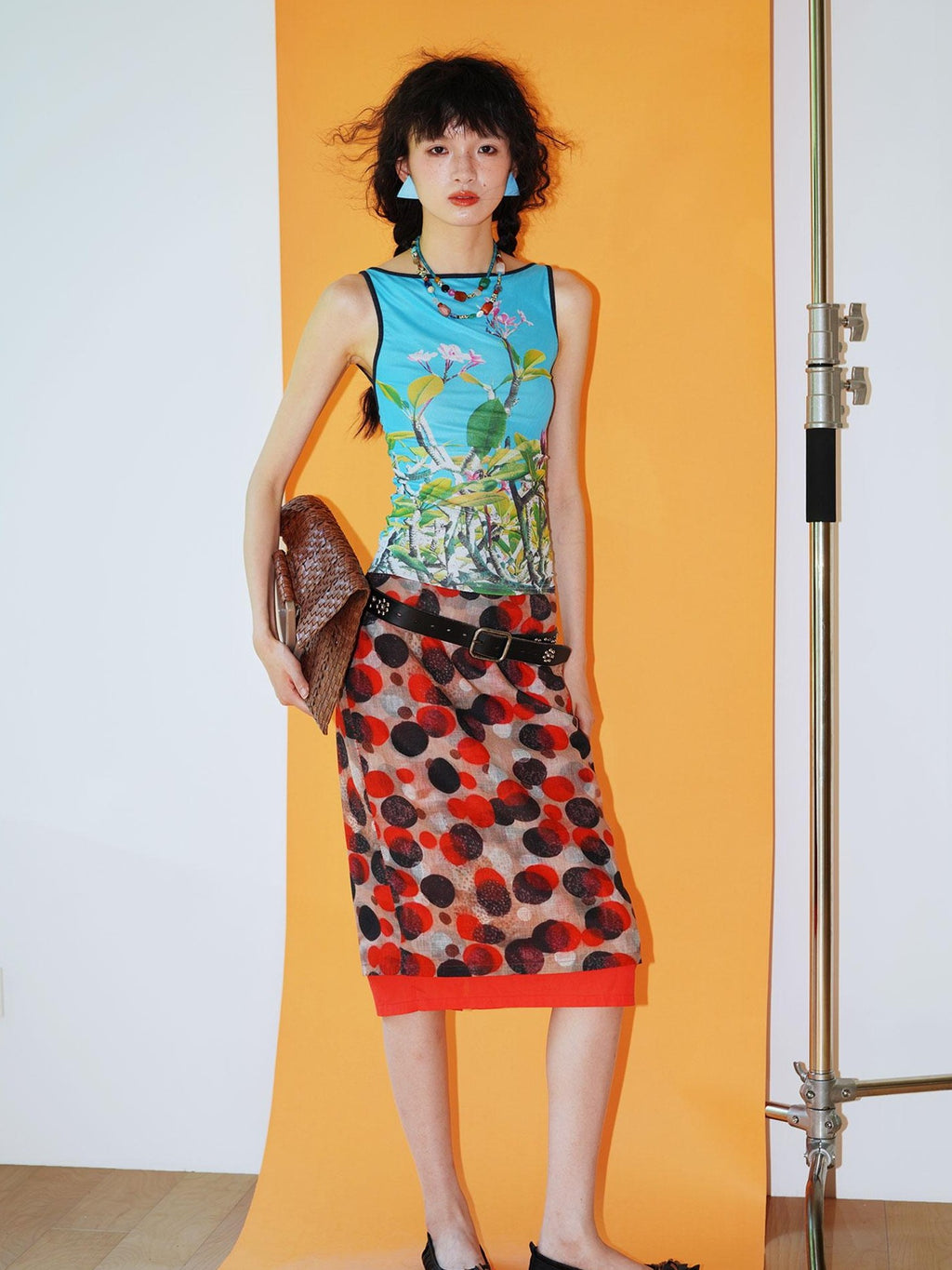 badtaste Teal Low Waist Faux Two Piece Double Layer Women's Pencil Skirts