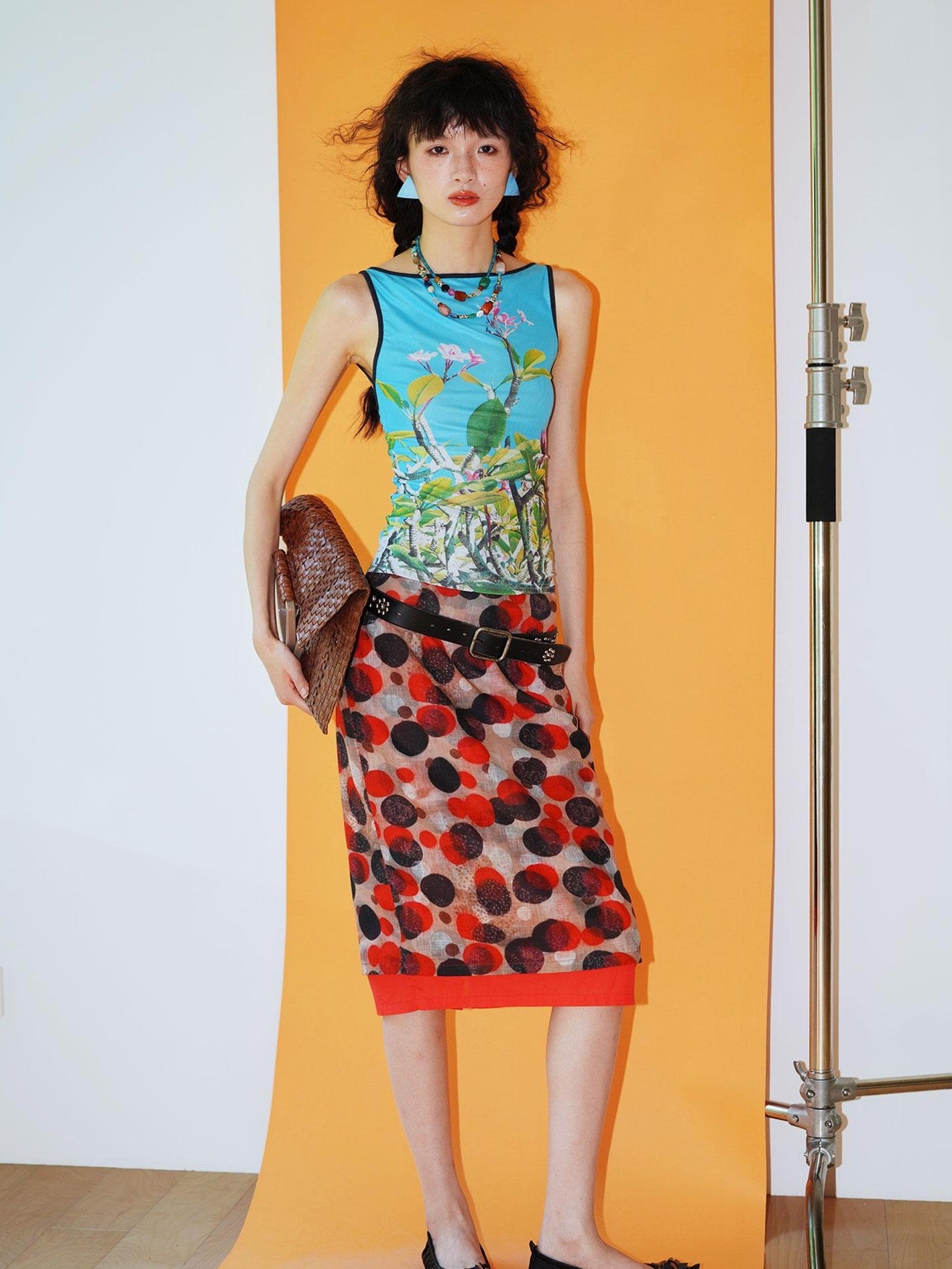 badtaste Teal Low Waist Faux Two Piece Double Layer Women's Pencil Skirts