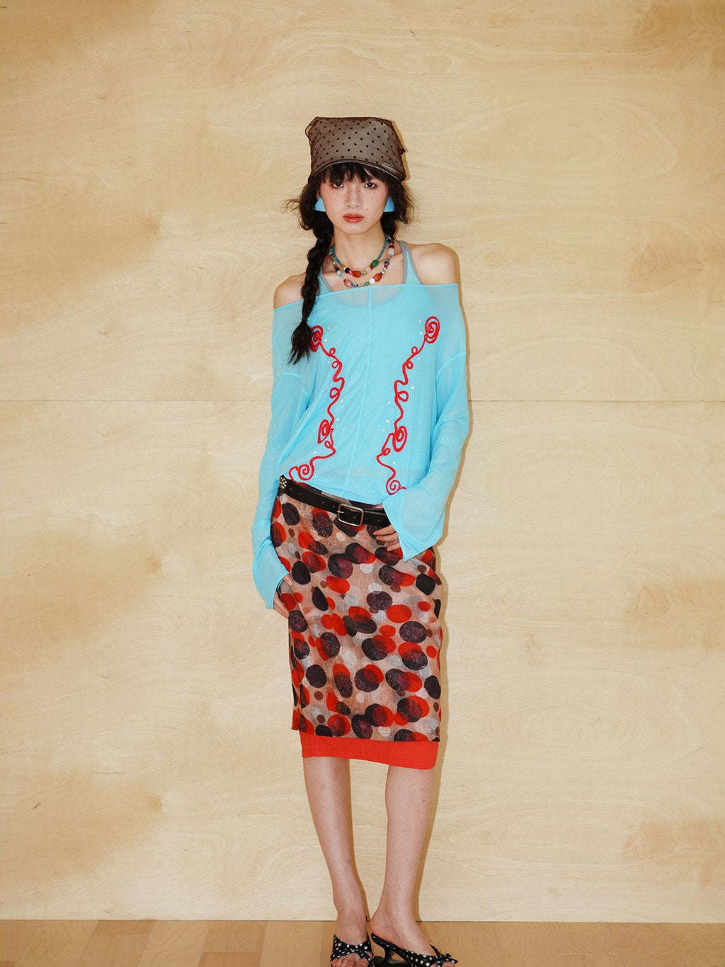 badtaste Textured Sheer Embroidered Rhinestone Floral Women's Mesh Long Sleeve T-shirts