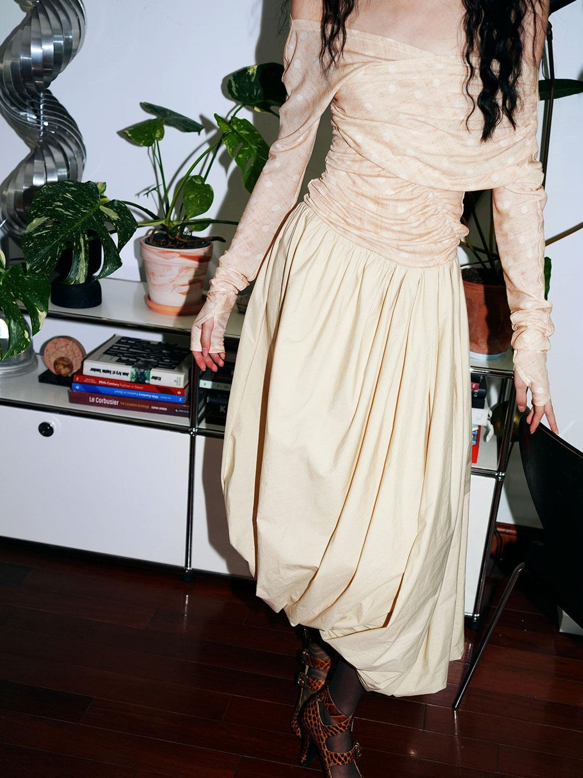 badtaste Tulip Hem Asymmetric Tailored Long Sleeve Women's Acetate Casual Maxi Dresses