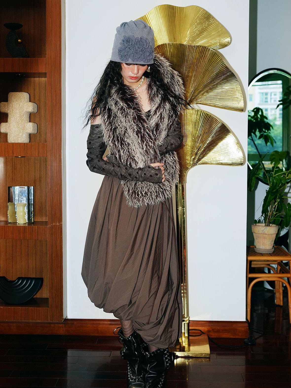 badtaste Tulip Hem Asymmetric Tailored Long Sleeve Women's Acetate Casual Maxi Dresses