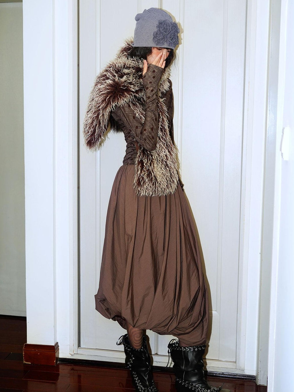 badtaste Tulip Hem Asymmetric Tailored Long Sleeve Women's Acetate Casual Maxi Dresses