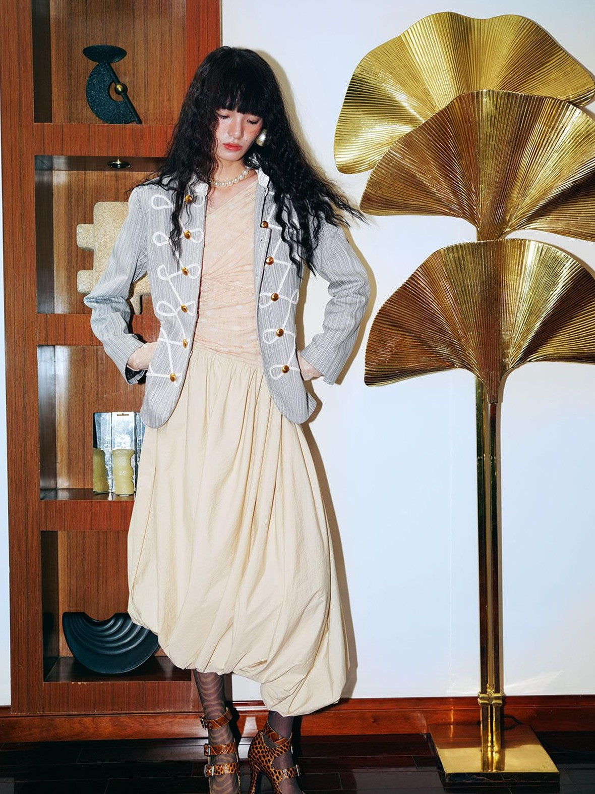 badtaste Tulip Hem Asymmetric Tailored Long Sleeve Women's Acetate Casual Maxi Dresses