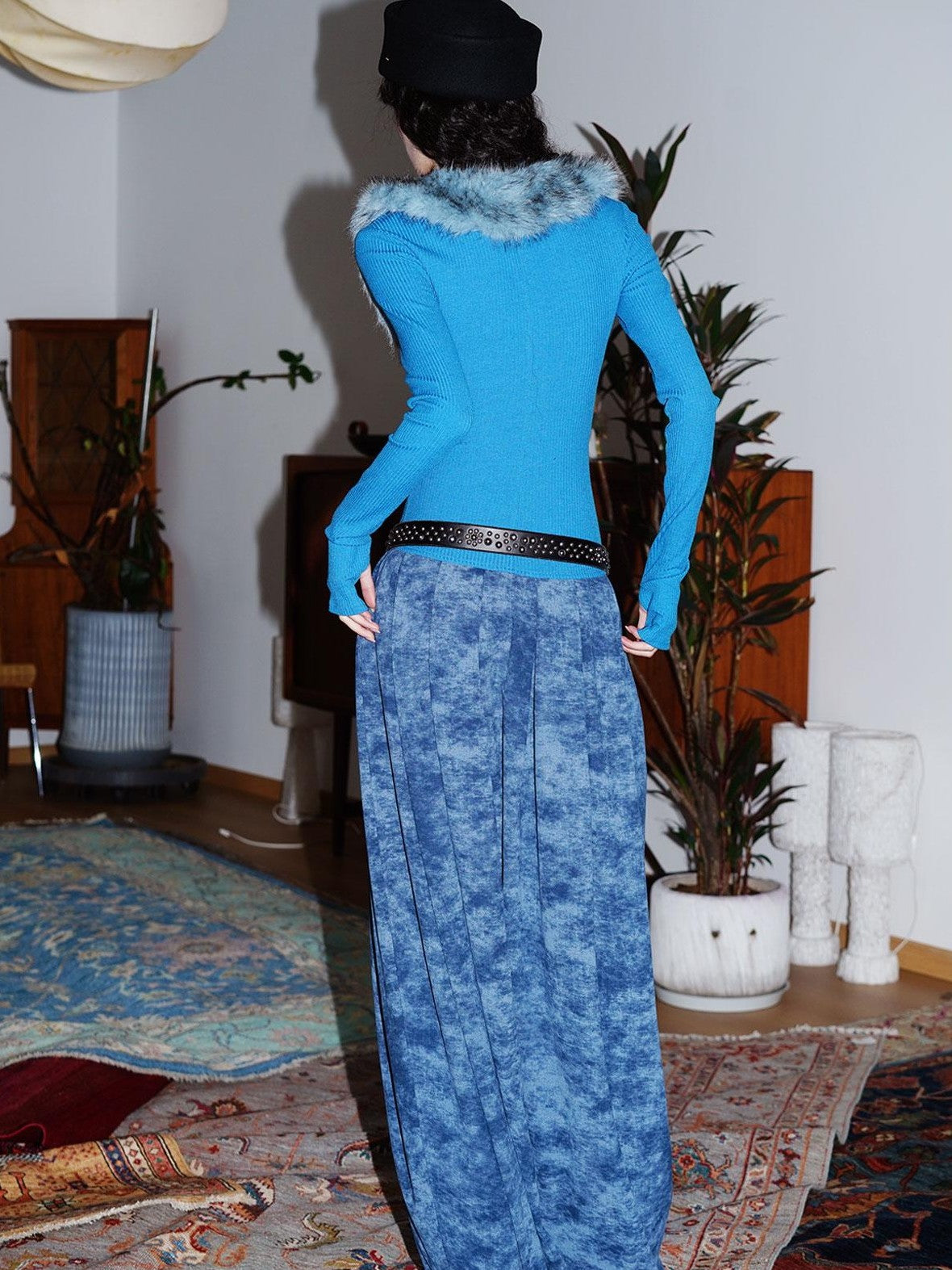 badtaste Vintage Embroidered Detachable Fur Collar V-neck Women's Casual Maxi Dresses