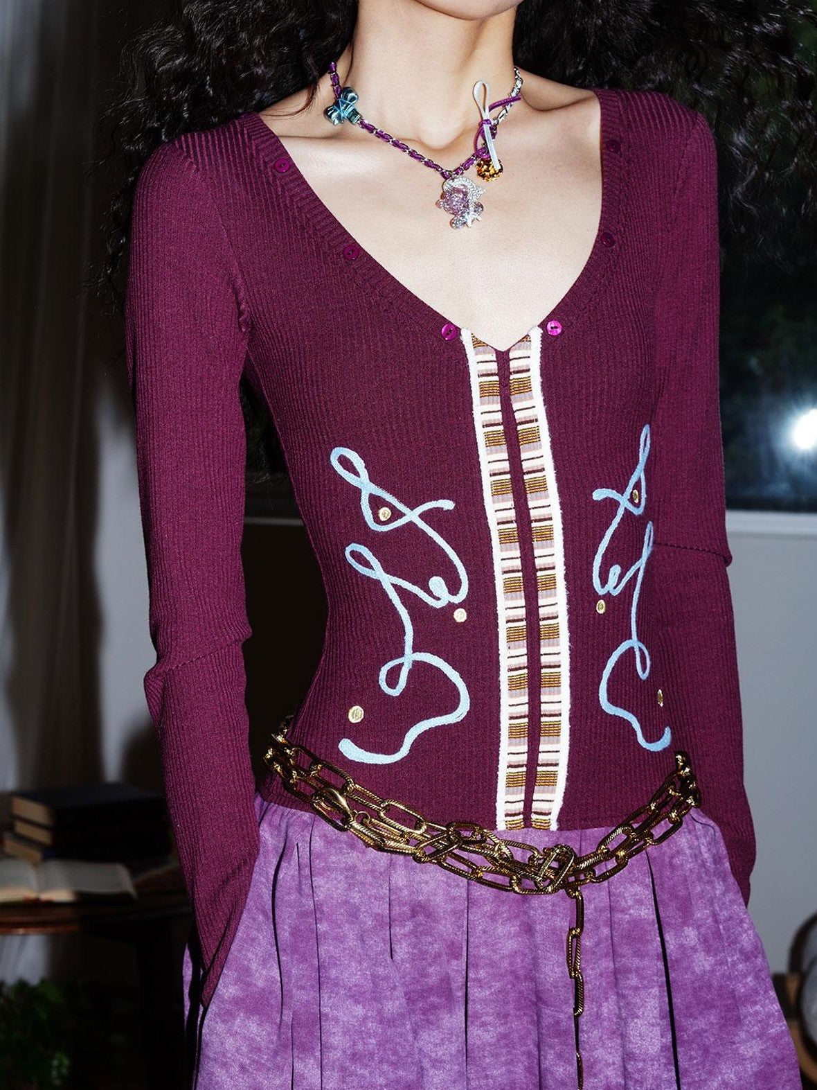 badtaste Vintage Embroidered Detachable Fur Collar V-neck Women's Casual Maxi Dresses