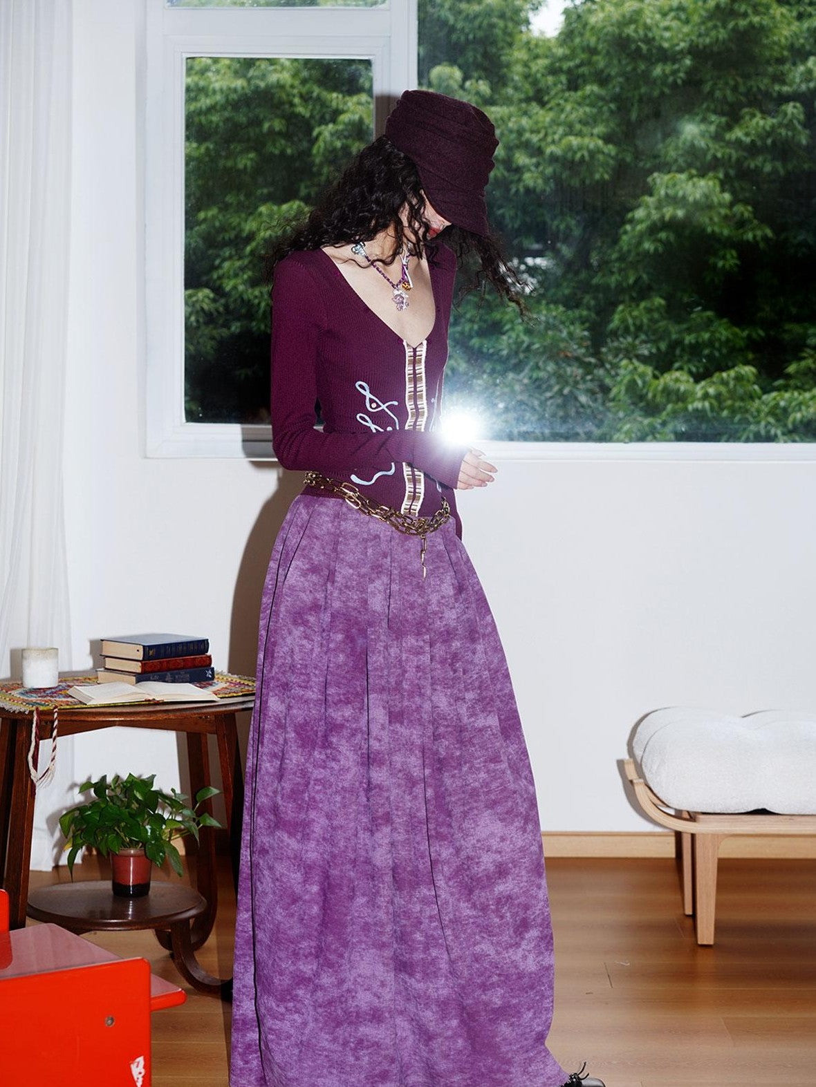 badtaste Vintage Embroidered Detachable Fur Collar V-neck Women's Casual Maxi Dresses