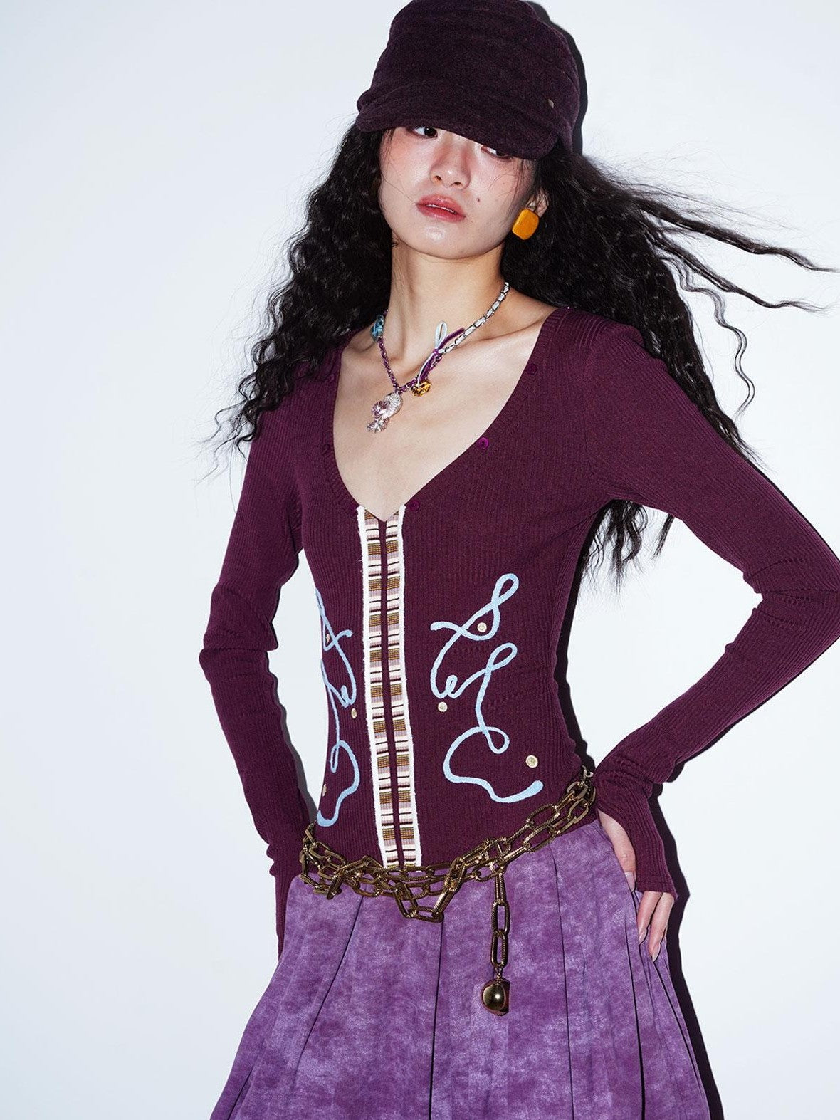 badtaste Vintage Embroidered Detachable Fur Collar V-neck Women's Casual Maxi Dresses