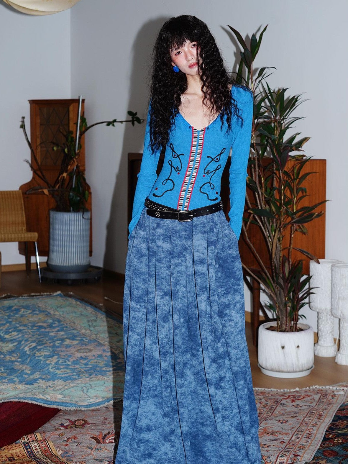 badtaste Vintage Embroidered Detachable Fur Collar V-neck Women's Casual Maxi Dresses