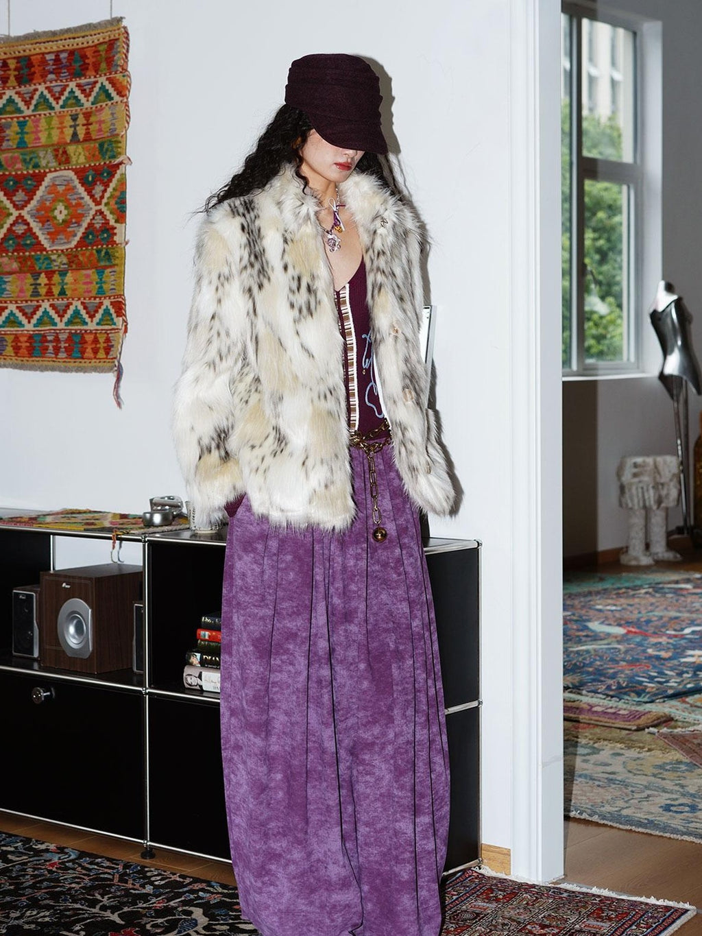 badtaste Vintage Embroidered Detachable Fur Collar V-neck Women's Casual Maxi Dresses
