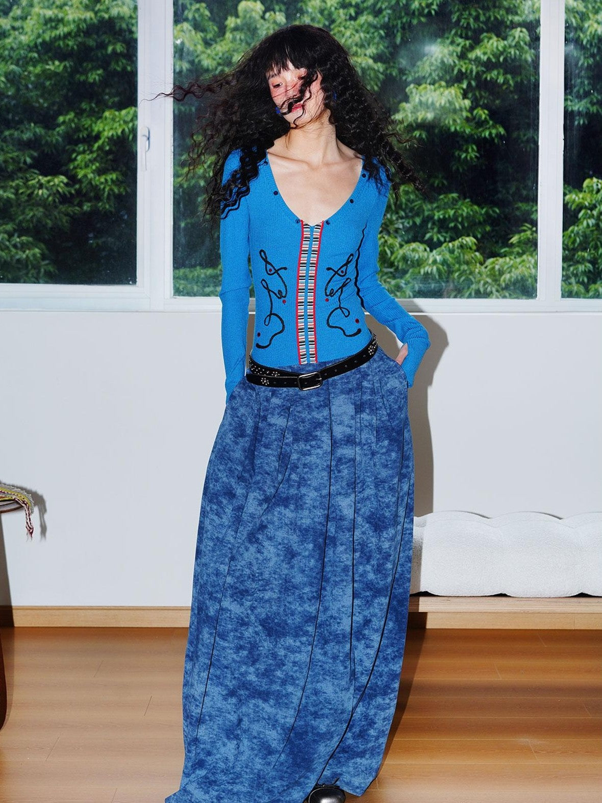 badtaste Vintage Embroidered Detachable Fur Collar V-neck Women's Casual Maxi Dresses