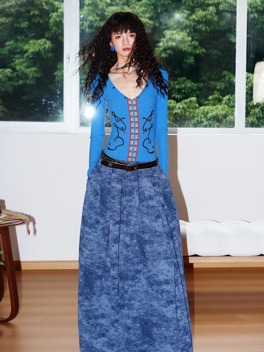 badtaste Vintage Embroidered Detachable Fur Collar V-neck Women's Casual Maxi Dresses