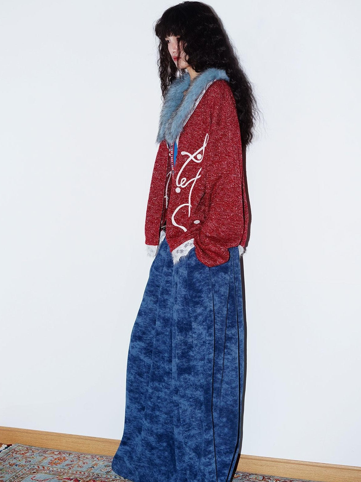 badtaste Vintage Embroidered Detachable Fur Collar V-neck Women's Casual Maxi Dresses