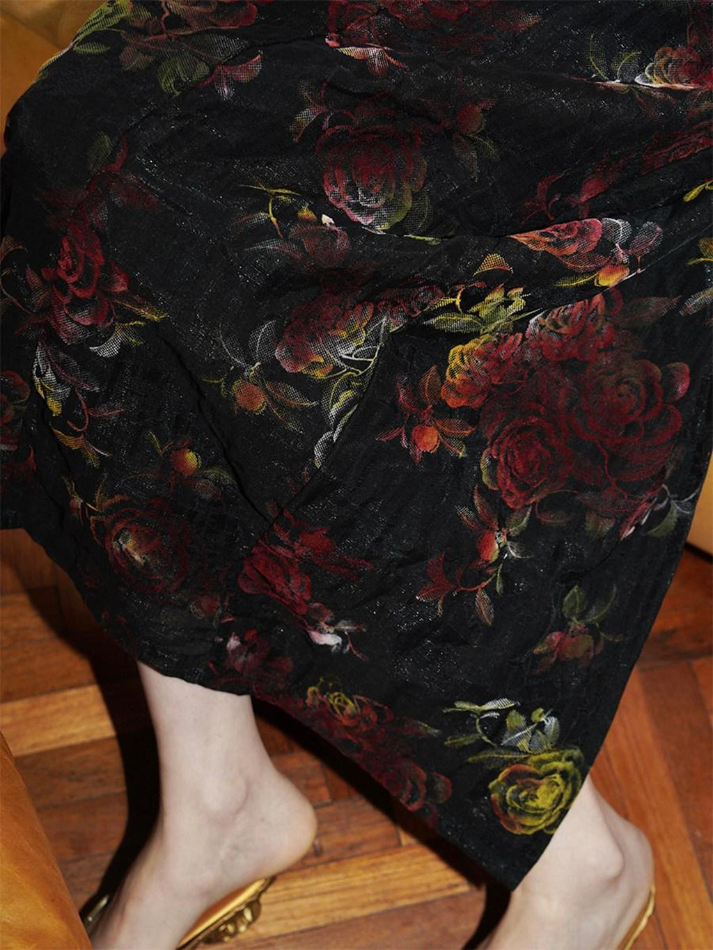 badtaste Vintage Floral Flocked New Chinese Women's Tencel Strapless Maxi Dresses