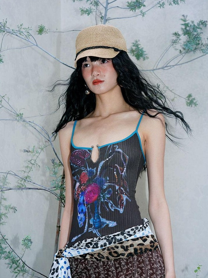 badtaste Vintage Floral Patchwork Contrast Slim Women's Stretch Knit Slip Maxi Dresses