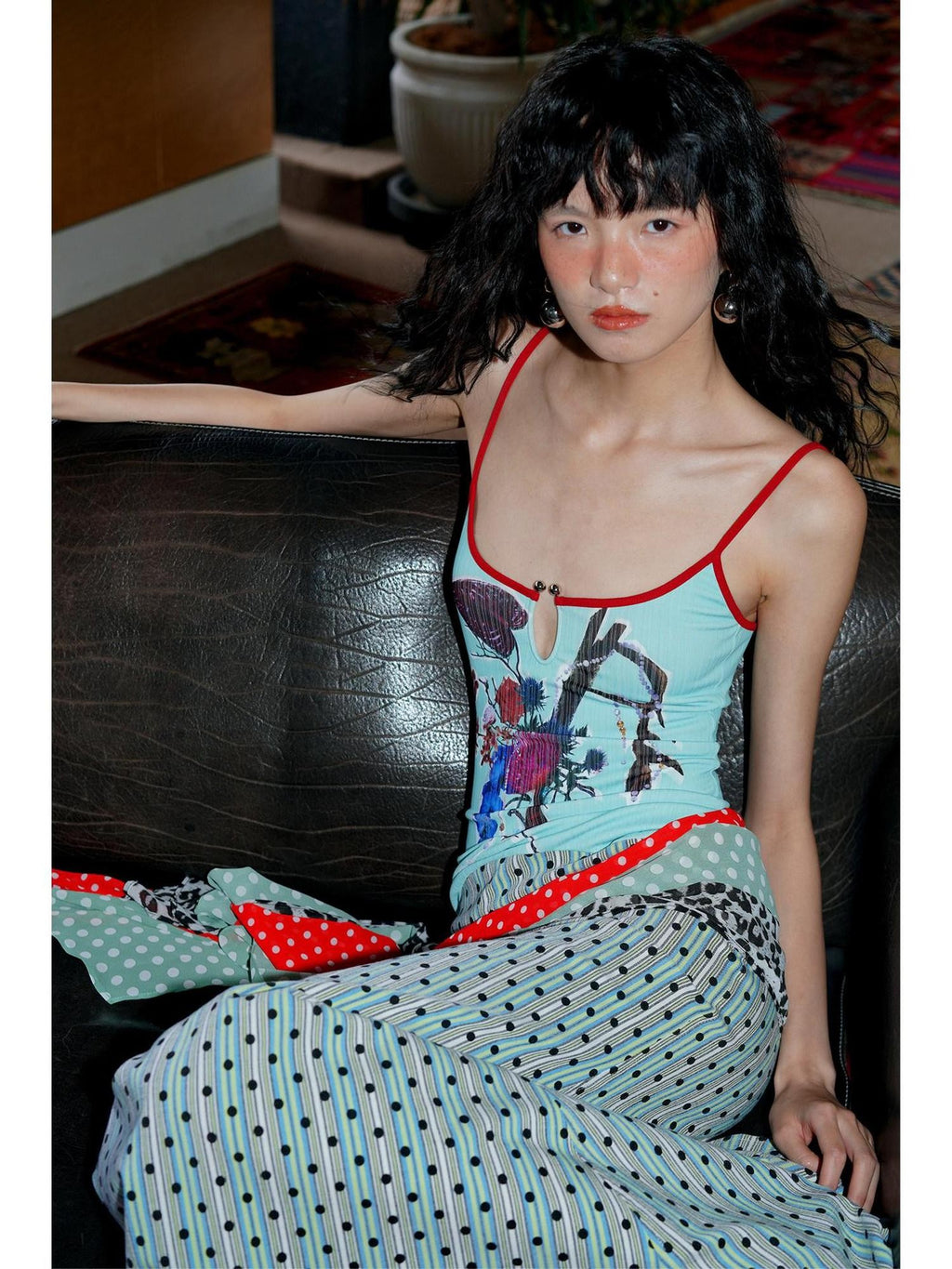 badtaste Vintage Floral Patchwork Contrast Slim Women's Stretch Knit Slip Maxi Dresses