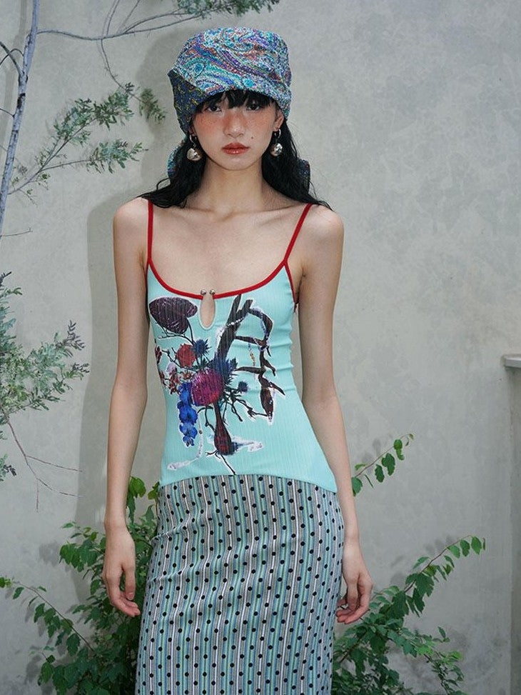 badtaste Vintage Floral Patchwork Contrast Slim Women's Stretch Knit Slip Maxi Dresses