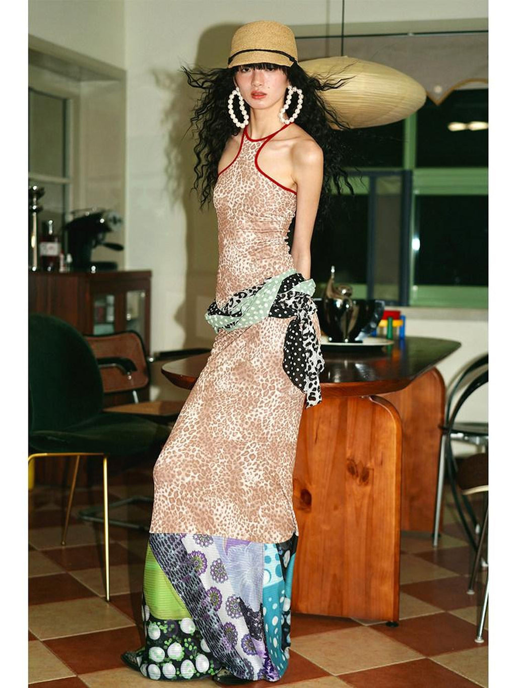 badtaste Vintage Leopard Print Western Knitted Splice Women's Knit Mermaid Skirts