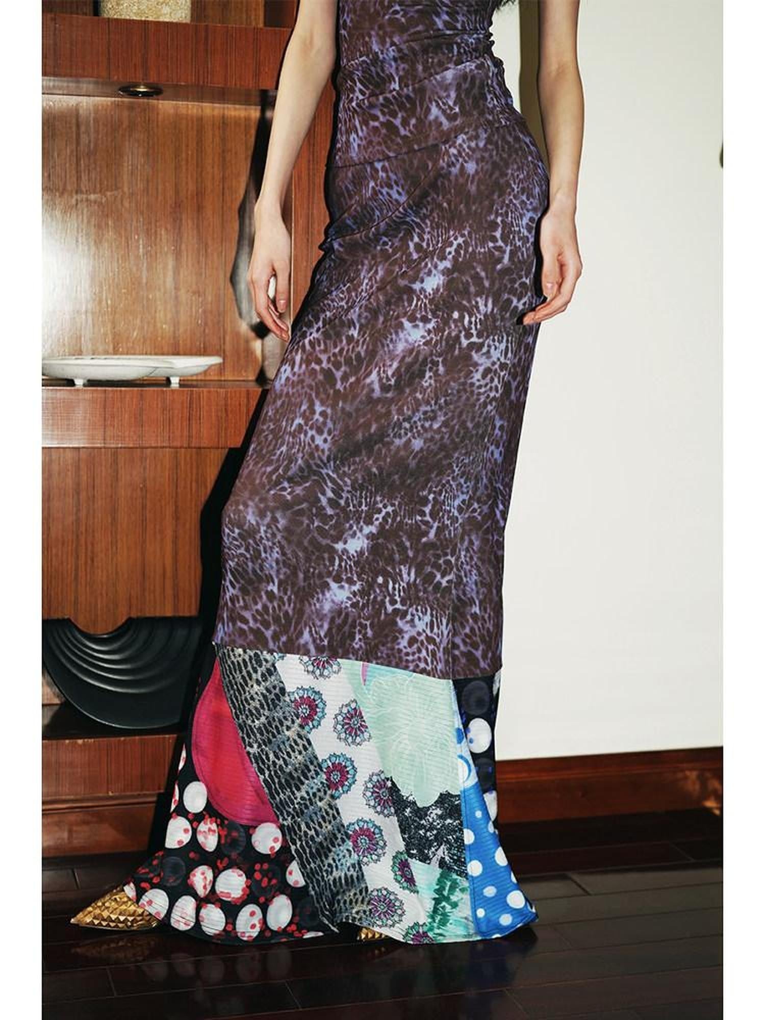 badtaste Vintage Leopard Print Western Knitted Splice Women's Knit Mermaid Skirts