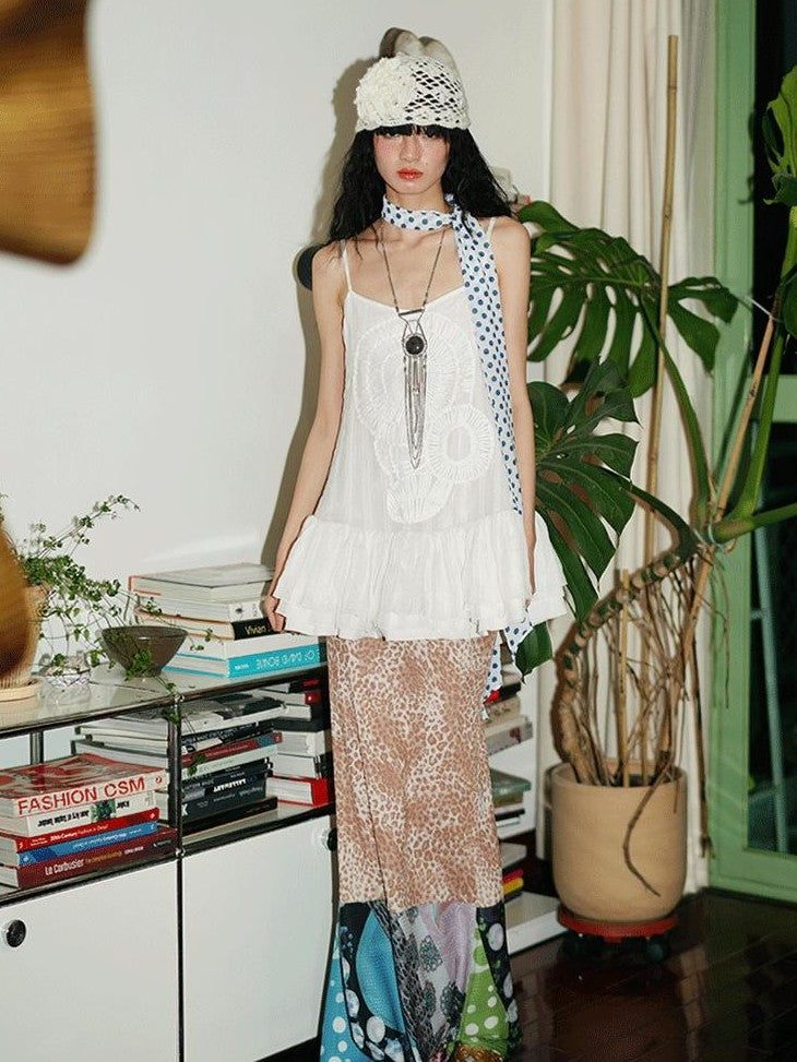 badtaste Vintage Leopard Print Western Knitted Splice Women's Knit Mermaid Skirts