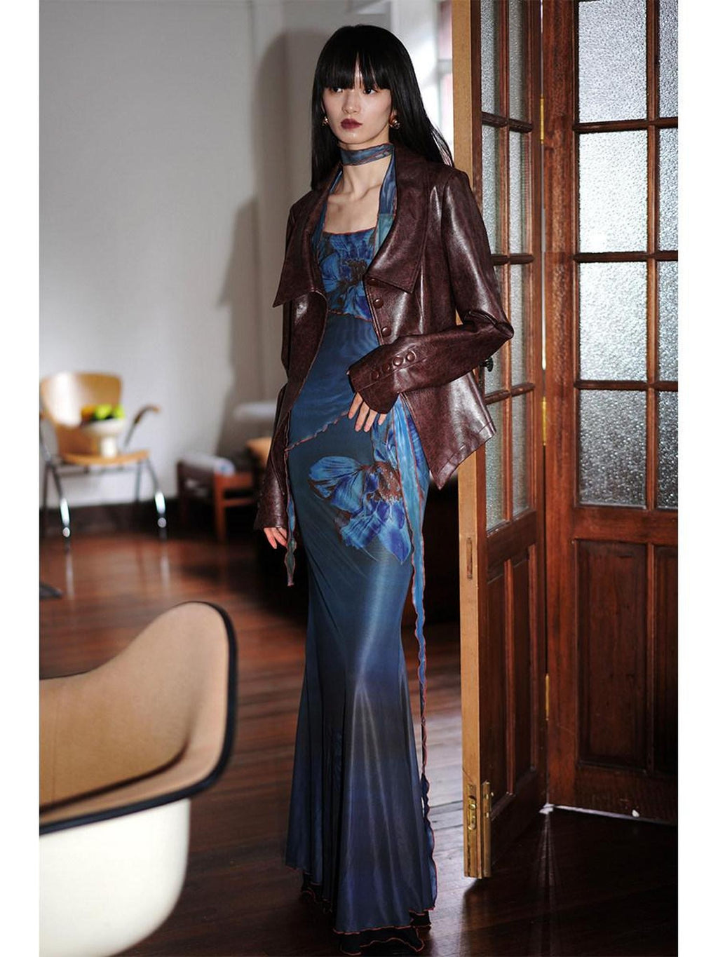 badtaste Vintage New Chinese Printed Convertible Slim Women's Mesh Strapless Maxi Dresses