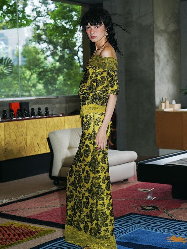 badtaste Vintage Paisley Multiway Structured Western Women's Strapless Maxi Dresses