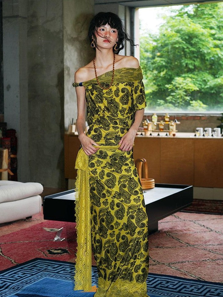 badtaste Vintage Paisley Multiway Structured Western Women's Strapless Maxi Dresses