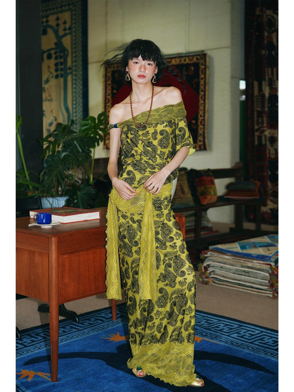 badtaste Vintage Paisley Multiway Structured Western Women's Strapless Maxi Dresses