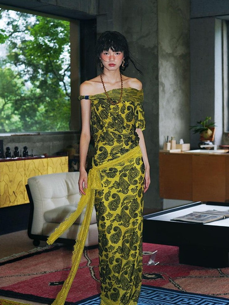 badtaste Vintage Paisley Multiway Structured Western Women's Strapless Maxi Dresses