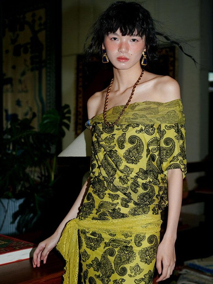 badtaste Vintage Paisley Multiway Structured Western Women's Strapless Maxi Dresses