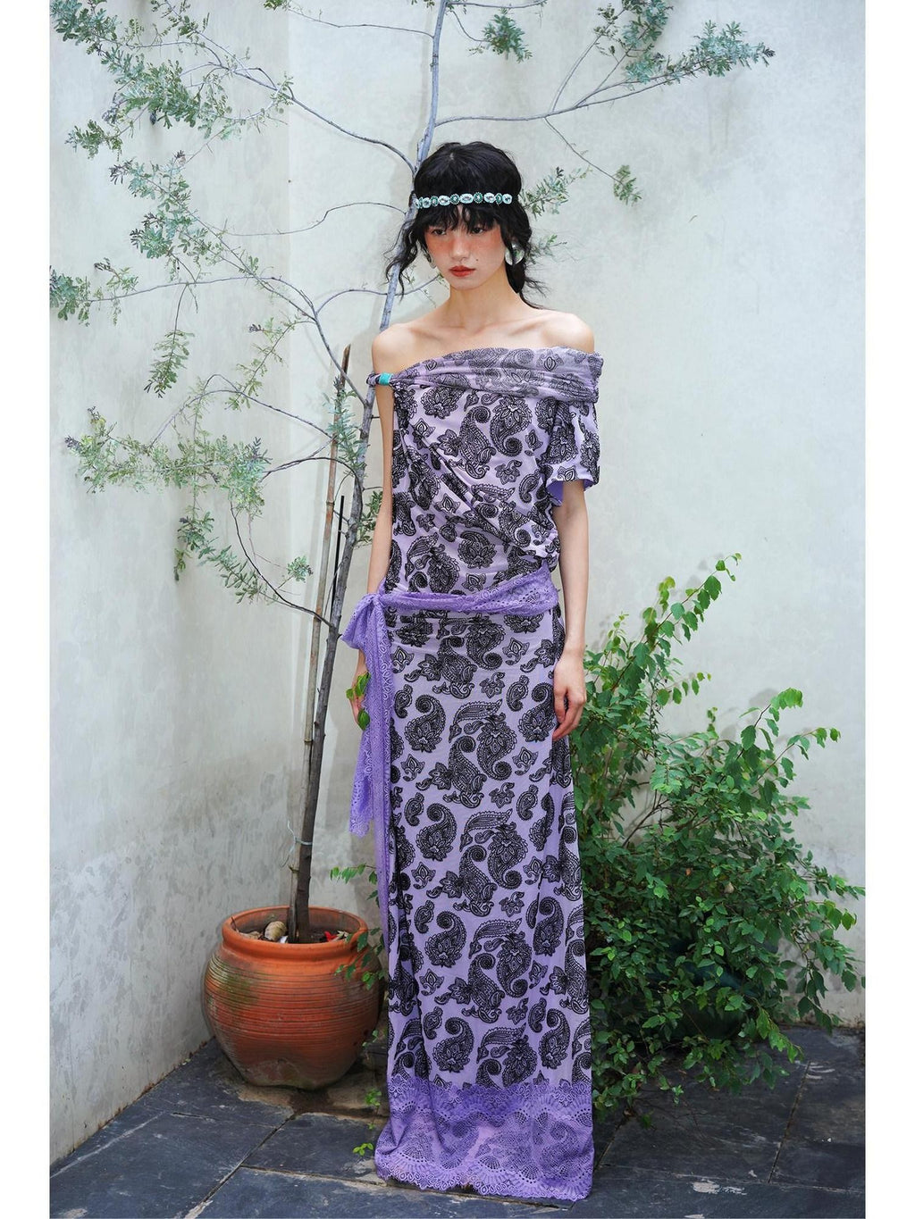 badtaste Vintage Paisley Multiway Structured Western Women's Strapless Maxi Dresses