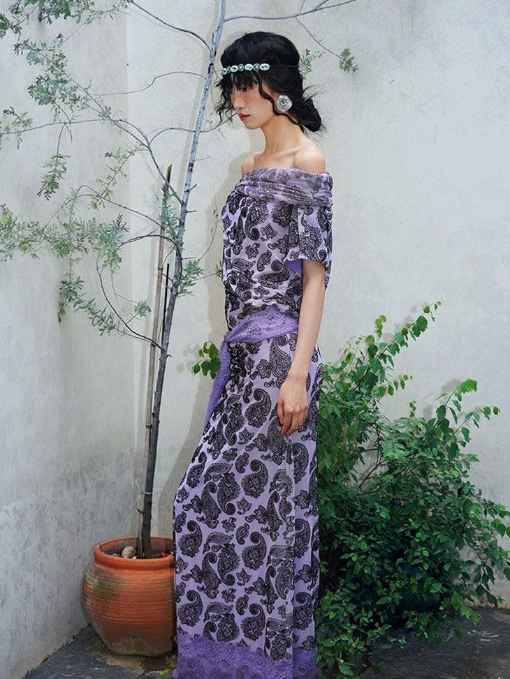 badtaste Vintage Paisley Multiway Structured Western Women's Strapless Maxi Dresses