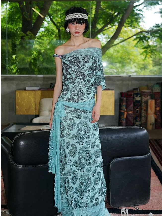 badtaste Vintage Paisley Multiway Structured Western Women's Strapless Maxi Dresses