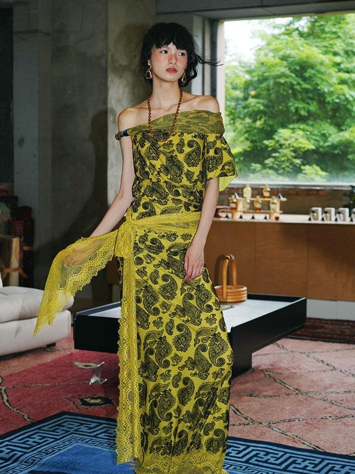 badtaste Vintage Paisley Multiway Structured Western Women's Strapless Maxi Dresses