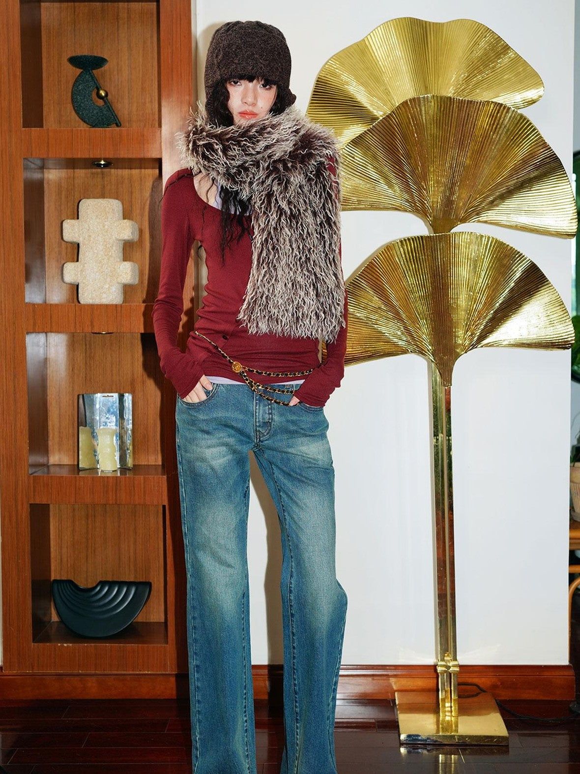 badtaste Vintage Plush Multiway Tie With Pocket Women's Faux Fur Scarves & Shawls
