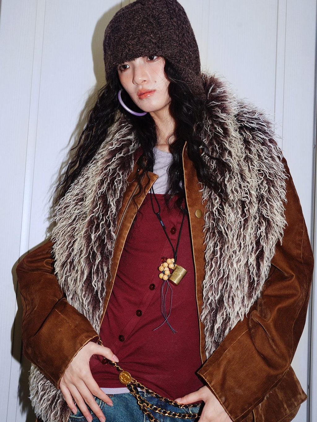 badtaste Vintage Plush Multiway Tie With Pocket Women's Faux Fur Scarves & Shawls