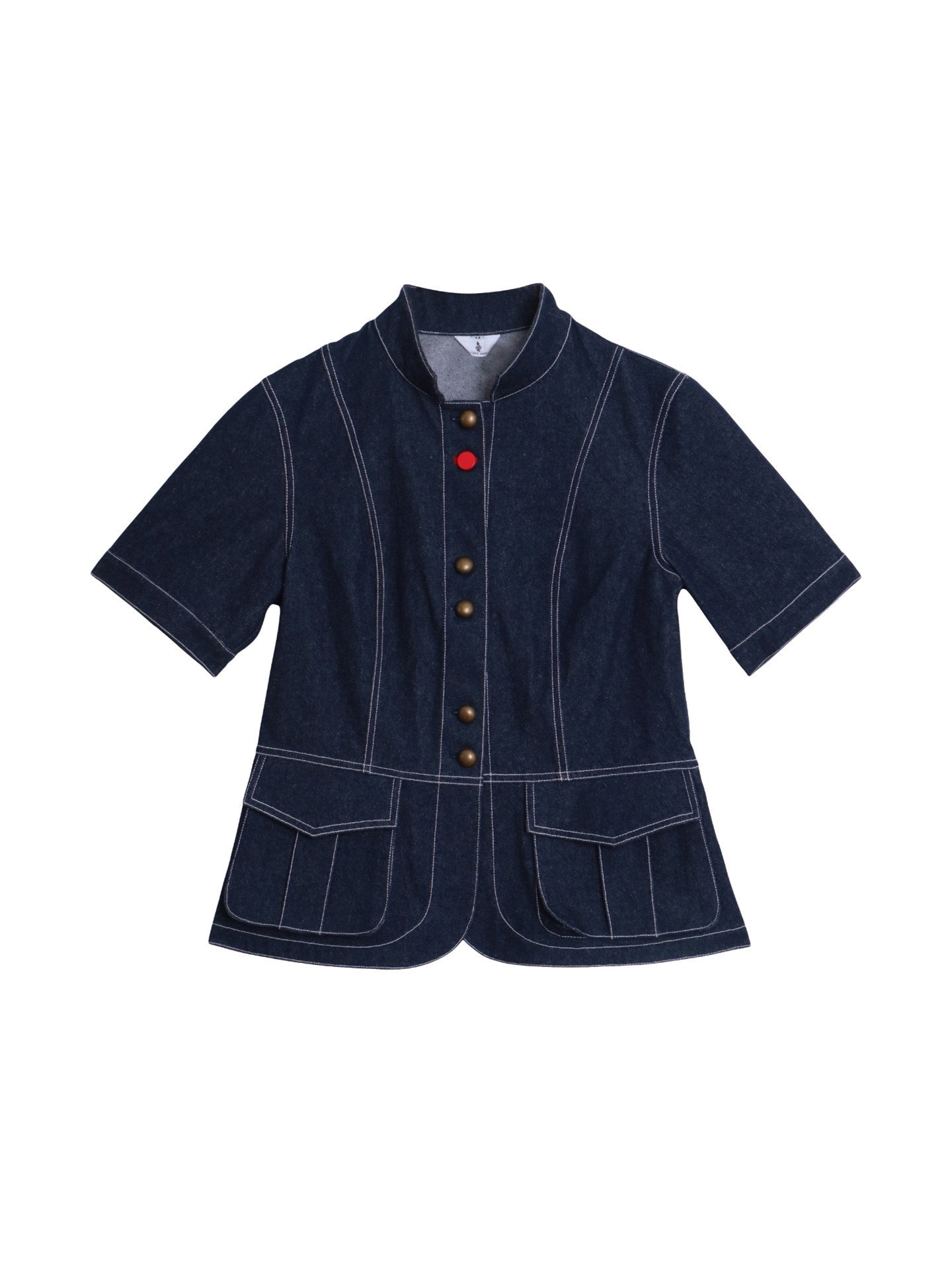 badtaste_Vintage_Stand_Collar_Panel_Short_Sleeve_Slim_Fit_Women's_Cotton_Denim_Jackets_971815025053_MISSTT