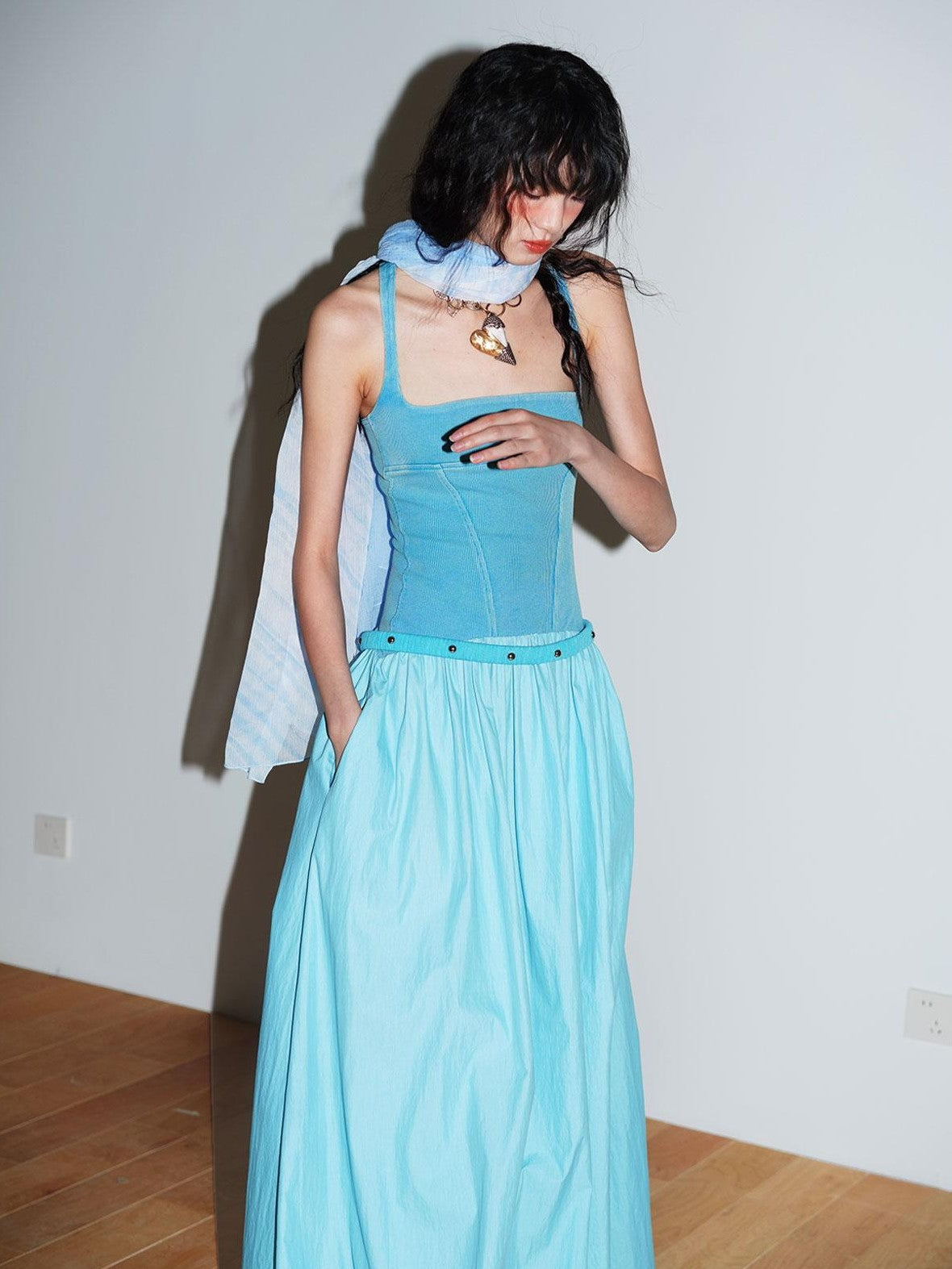 badtaste Vintage Washed Square Neck Patchwork Cotton Women's Flared Slip Maxi Dresses