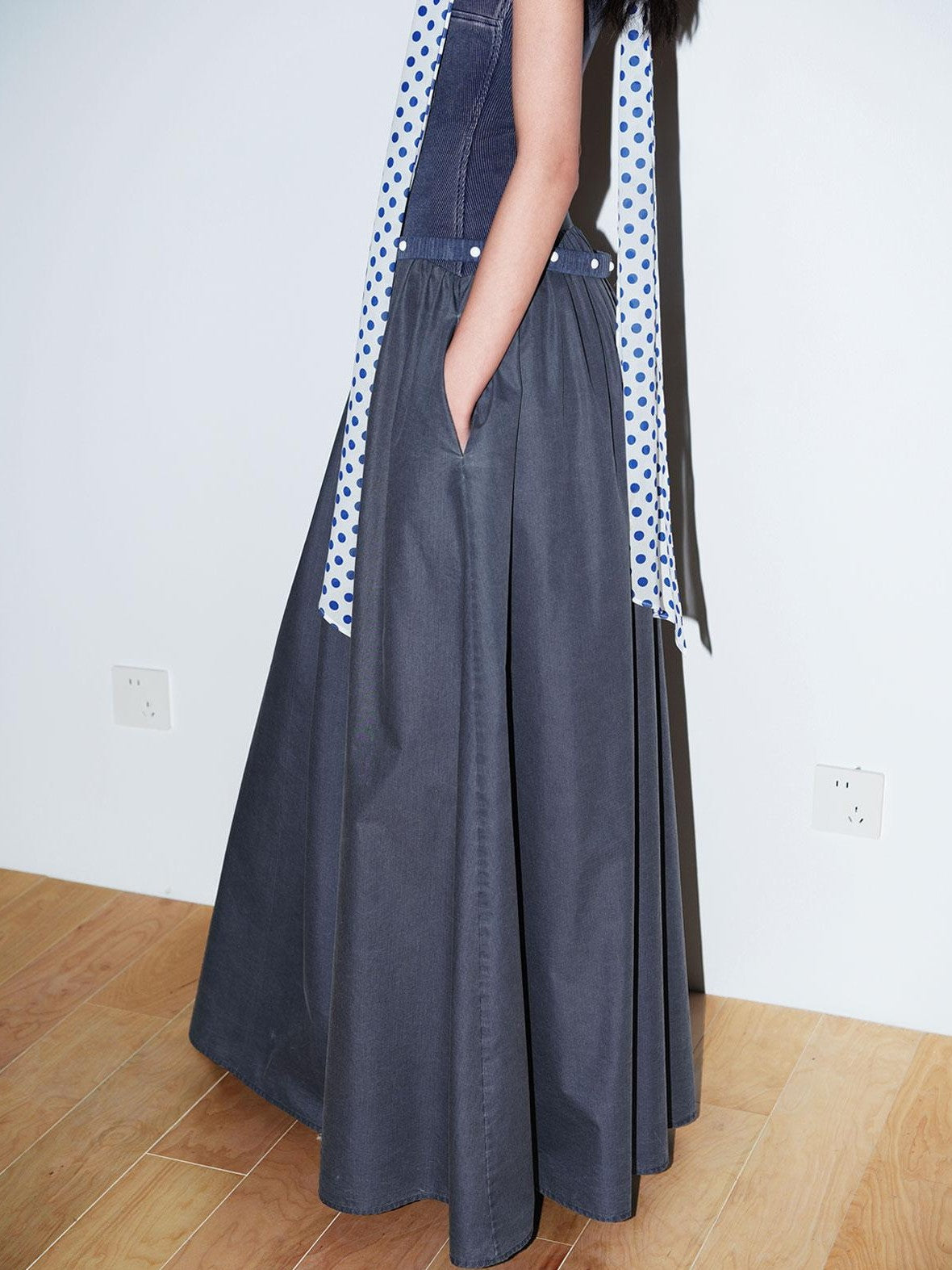 badtaste Vintage Washed Square Neck Patchwork Cotton Women's Flared Slip Maxi Dresses