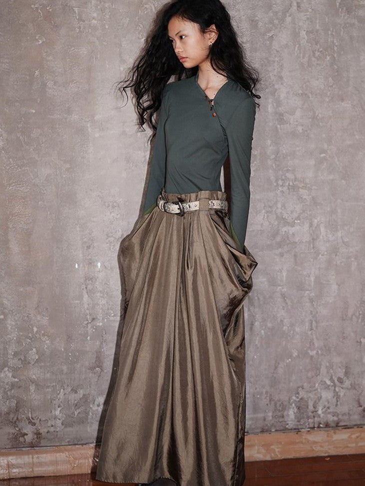 badtaste Vintage Western Faux Two Piece Spaghetti Strap Women's Casual Maxi Dresses