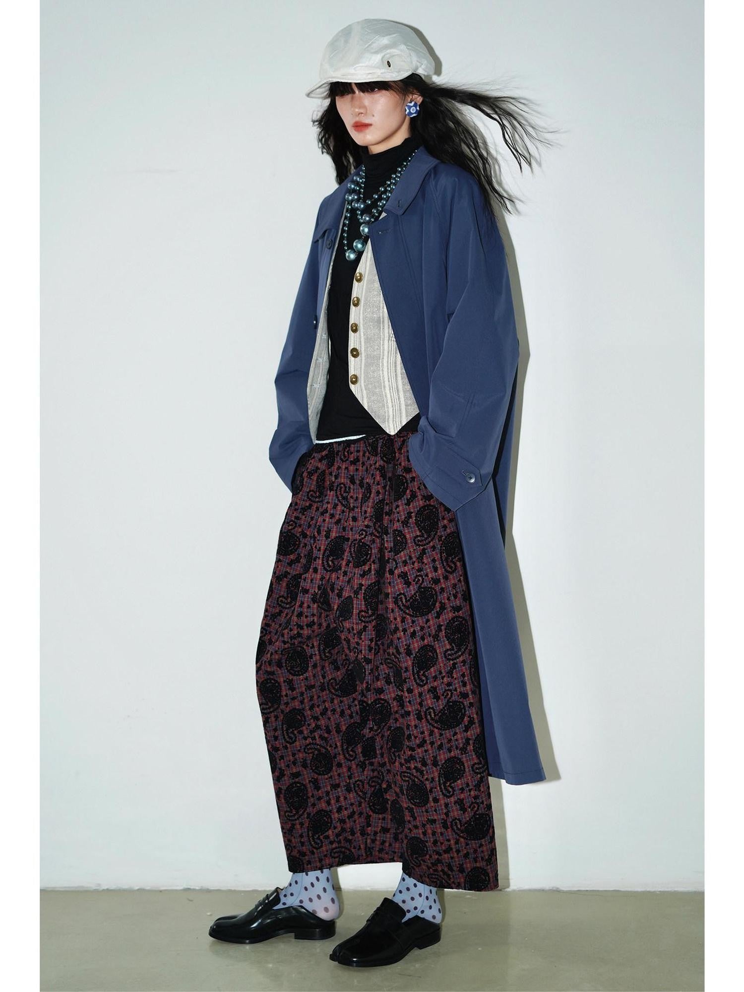 badtaste Vintage Western Oversized Paisley Flocked Jacquard Women's Wide-leg Pants