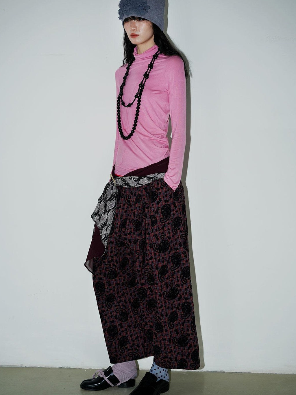 badtaste Vintage Western Oversized Paisley Flocked Jacquard Women's Wide-leg Pants