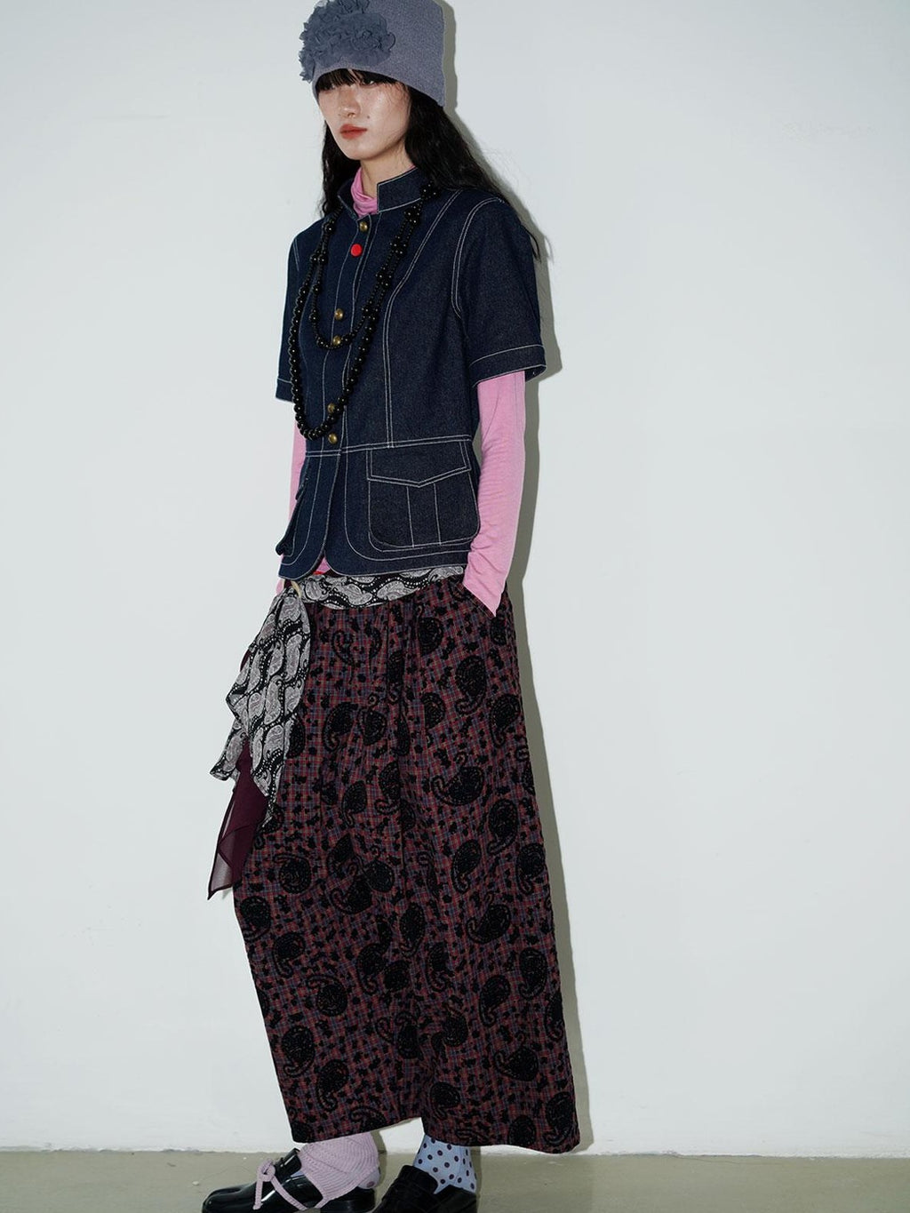 badtaste Vintage Western Oversized Paisley Flocked Jacquard Women's Wide-leg Pants